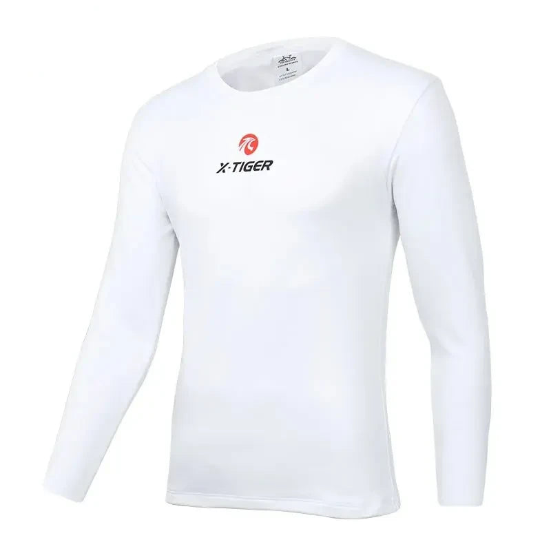 White long-sleeve thermal cycling base layer with X-TIGER logo