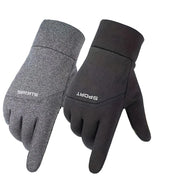 Pair of thermal cycling gloves, heather gray and dark gray with padded palms