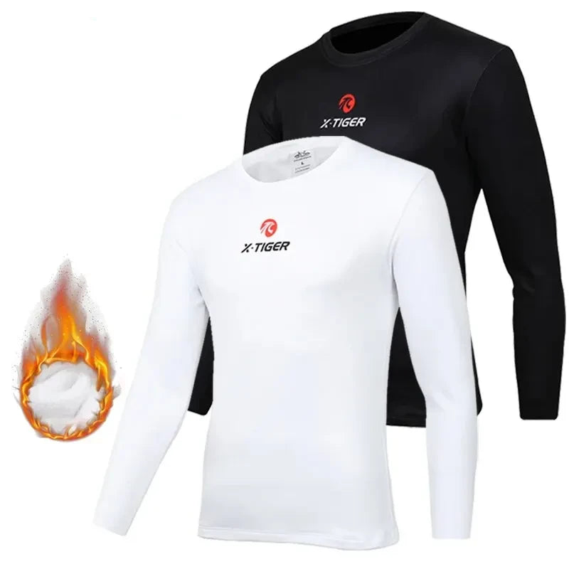 Black and white long-sleeve thermal cycling base layers