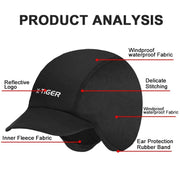 Thermal visor cap features: windproof, waterproof fabric, inner fleece, reflective logo, ear band
