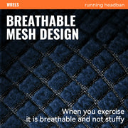 Blue thermal headband fabric close-up, breathable mesh-like texture