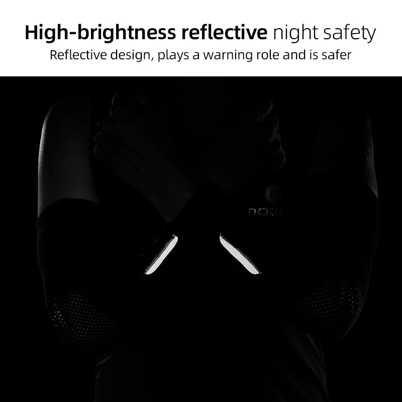 Black leg warmers with reflective detail accents for night visibility