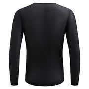 Black long sleeve mesh base layer, crew neck back view